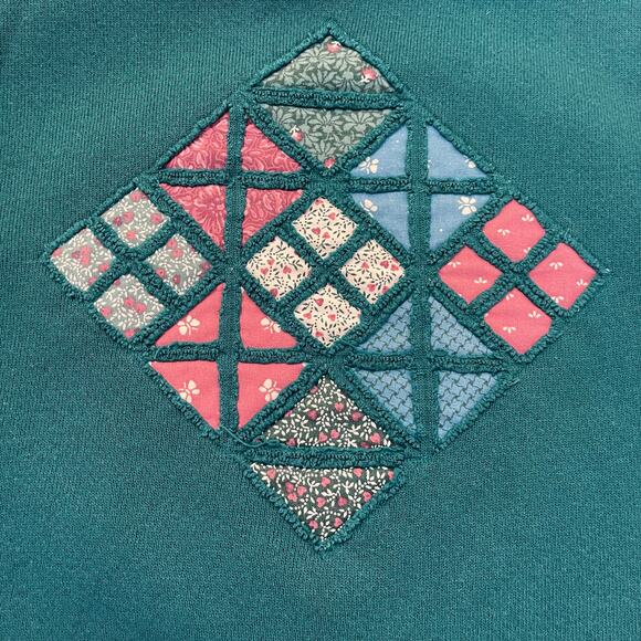 Just My Size Quilt Heart Sweater Vintage 1X - Picture 4 of 7